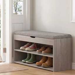 Entryway Shoe Bench With Storage Cabinet & Cushioned Seat Organizer - thumbnail 2