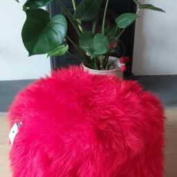 Genuine Hand Made Sheepskin Fluffy Fur Foot Stool, Made in UK - thumbnail 2