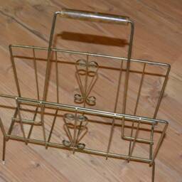 Vintage Brass Newspaper Rack, 1950S Rockabilly Design - thumbnail 3
