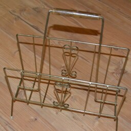 Vintage Brass Newspaper Rack, 1950S Rockabilly Design - thumbnail 4