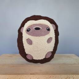 Hedgehog Punch Needle Pillow - Handmade Animal Cushion Cute Woodland Nursery Decor Plush Forest Friend Soft Toy Accent - thumbnail 2