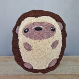 Hedgehog Punch Needle Pillow - Handmade Animal Cushion Cute Woodland Nursery Decor Plush Forest Friend Soft Toy Accent - thumbnail 3
