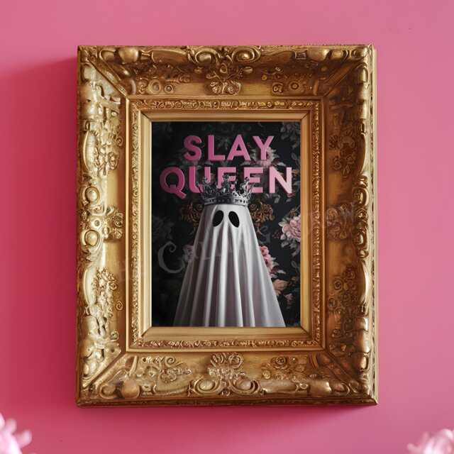 Slay Queen Ghost Print - Funny Gothic Wall Art, Alternative Emo Gift, Goth Aesthetic, Gallery Ideas, Art Poster - image 1