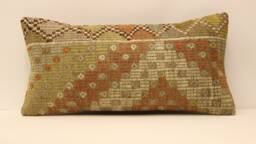 Bohemian Cushion Wool Pillow, Sofa Aztec Pillow Very Rare Kilim 12x24 Emroidered Throw 4Oaf-197