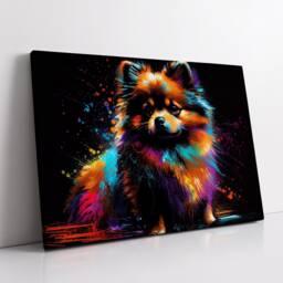 Colorful Pomeranian Dog Pet Abstract Modern Oil Painting Wall Art, Framed Canvas Poster Print, Home Kitchen Office Room Decor, Gifts - thumbnail 2