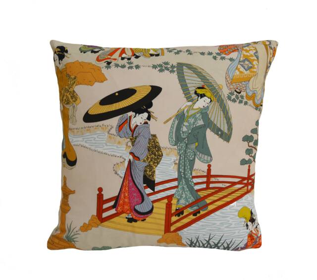 Manuel Canovas - Geishas Fuchsia Intricate Japanese Garden Designer Cushion Cover Handmade Throw Pillow Home Decor - image 1