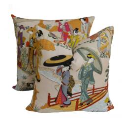 Manuel Canovas - Geishas Fuchsia Intricate Japanese Garden Designer Cushion Cover Handmade Throw Pillow Home Decor - thumbnail 3