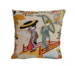 Manuel Canovas - Geishas Fuchsia Intricate Japanese Garden Designer Cushion Cover Handmade Throw Pillow Home Decor - thumbnail 1