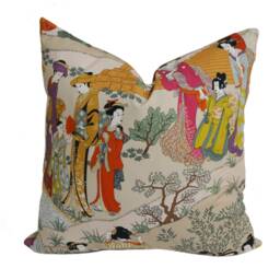 Manuel Canovas - Geishas Fuchsia Intricate Japanese Garden Designer Cushion Cover Handmade Throw Pillow Home Decor - thumbnail 2