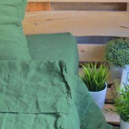 Linen Duvet Cover Set in A Treetop Green Color With 2 X Euro Pillow Shams Square Queen King Twin Pure Linen Bedding - thumbnail 3