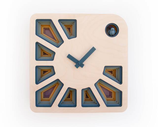 Geometric Cuckoo Clock, Modern Wooden Wall Art, Unique Home Decor - image 1
