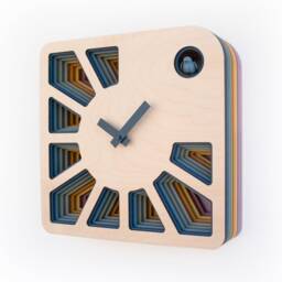 Geometric Cuckoo Clock, Modern Wooden Wall Art, Unique Home Decor - thumbnail 2