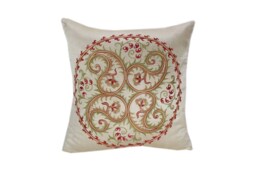 Hand-Embroidered Silk Suzani Pillow Cover - thumbnail 1