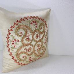 Hand-Embroidered Silk Suzani Pillow Cover - thumbnail 2