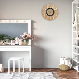 Wall Clock Nordic With White & Gray Numbers, Silent Large Wood Wall Clock, Unique Clock - thumbnail 4