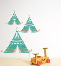 Tribal Teal Teepee Wall Decal - Removable Sticker, Australian Made