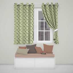 Tropical Palm Trees Ocean Sky Vintage Seamless Pattern Readymade Eyelet Ring Top Thermal 100% Blackout Curtains - thumbnail 1