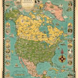 Pictorial Map Of North America - Wall Giclee Print On Paper Or Canvas - thumbnail 2