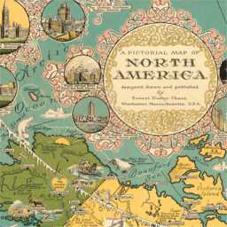 Pictorial Map Of North America - Wall Giclee Print On Paper Or Canvas - thumbnail 3