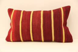 Vintage Turkish Kilim Pillow Cover, Boho Lumbar Cushion - 12x20