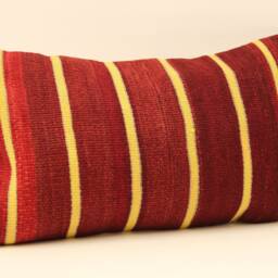 Vintage Turkish Kilim Pillow Cover, Boho Lumbar Cushion - 12x20 - thumbnail 2