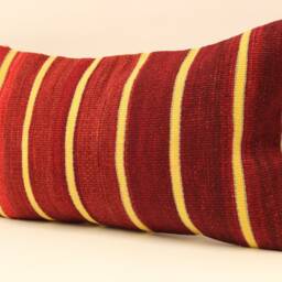 Vintage Turkish Kilim Pillow Cover, Boho Lumbar Cushion - 12x20 - thumbnail 3