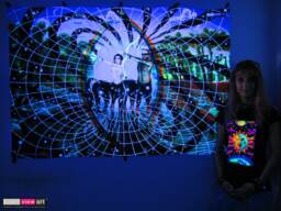 All Is One Uv Black Light Fluorescent Glow Psychedelic Art Backdrop Tapestry Wall Hanging Home Club Trance Party Festival Deco Archer Love - thumbnail 1