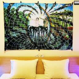 All Is One Uv Black Light Fluorescent Glow Psychedelic Art Backdrop Tapestry Wall Hanging Home Club Trance Party Festival Deco Archer Love - thumbnail 2