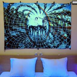 All Is One Uv Black Light Fluorescent Glow Psychedelic Art Backdrop Tapestry Wall Hanging Home Club Trance Party Festival Deco Archer Love - thumbnail 3