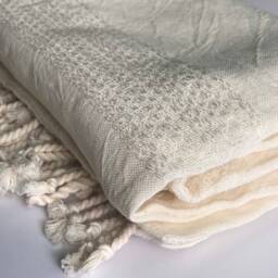 Large Bamboo Turkish Beach Towel, Hand Loomed Peshtemal, Soft Terry Cloth - thumbnail 4
