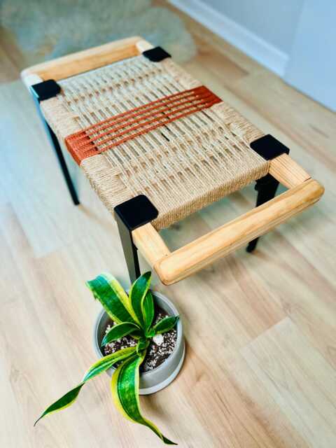 Hand-Woven Entryway Bench Mcm Style End Of Bed & Mudroom Seating - Custom-Made, Multiple Sizes - image 1