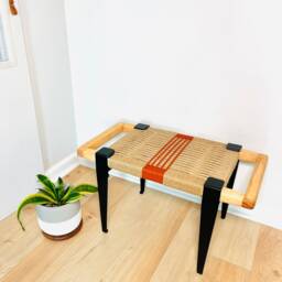 Hand-Woven Entryway Bench Mcm Style End Of Bed & Mudroom Seating - Custom-Made, Multiple Sizes - thumbnail 3