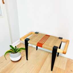 Hand-Woven Entryway Bench Mcm Style End Of Bed & Mudroom Seating - Custom-Made, Multiple Sizes - thumbnail 3