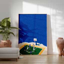 Basketball Court Poster, Minimalist Sports Wall Art, Modern Game Scene Print, Contemporary Athletic Home Decor - thumbnail 3