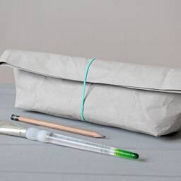Pencil Case, Grey Washable Paper Bag, Concrete Look, Minimalist Style, Desk Organizer, Artist, Architect, Back To School - thumbnail 2