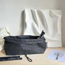 Pencil Case, Grey Washable Paper Bag, Concrete Look, Minimalist Style, Desk Organizer, Artist, Architect, Back To School - thumbnail 4