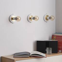 Luna White & Gold Flush Mount Light - Mid Century Industrial Modern Wall Sconce Or Ceiling Fixture For Hallways & Small Rooms - thumbnail 2