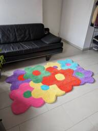 Living Room Rug, Soft Bedside Handmade Gifts, Hallway Colorful Floral Home Decor, Dopamine Trend Decoration