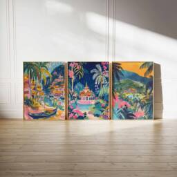 Set Of 3 Thailand Poster Set, Travel Prints, Gift, Folk Art Poster, Tropical Wall Art, A1/A2/A3/A4 - thumbnail 2