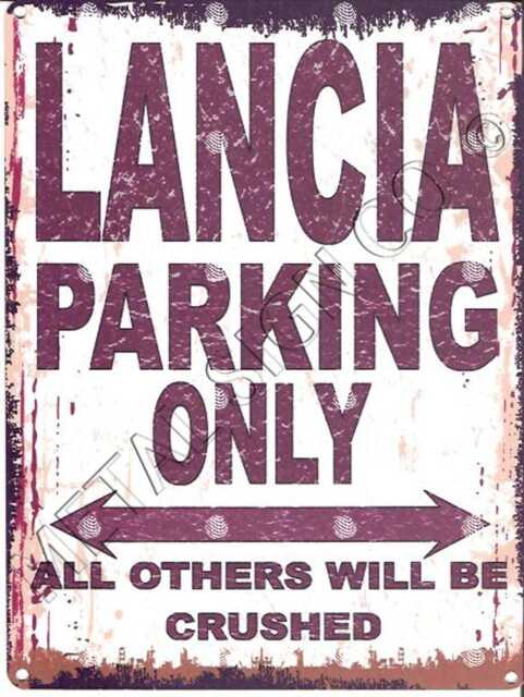 Lancia Parking Only Sign Retro Metal Wall Art