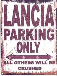 Lancia Parking Only Sign Retro Metal Wall Art