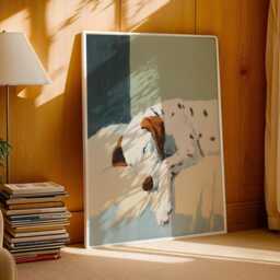 Brown Dalmatian Print - Dog Wall Art Sleepy Cosy Bedroom Decor Unframed Pet - thumbnail 3