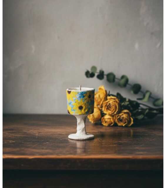 Handmade Floral Ceramic Candle Scented Soy Wax, Reusable Pottery Cup - image 1