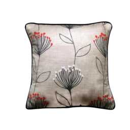 Banksia Linen Cushion Cover Beige Floral Throw Pillow - 18x18 Inches - thumbnail 1