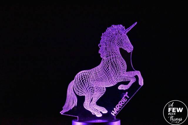 Personalised Unicorn Led Night Light Kids Bedroom Decor - image 1