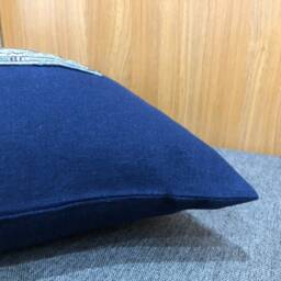 Linen Lumbar Pillow Cover - Dark Blue, Vintage Hmong Batik - 12x20 - thumbnail 4