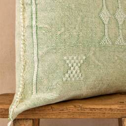 Mid-Season Sale Luxury Vintage Cactus Silk Cushion, Matcha/Pistachio Green, Sabra Grade 1 - thumbnail 3