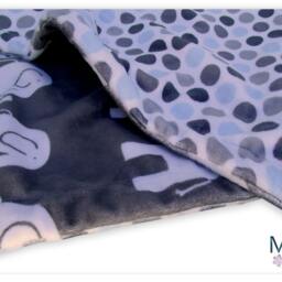 Personalized Elephant Minky Baby Blanket, Blue Gray Dots - 28x35 Inch Ske 37 - thumbnail 3