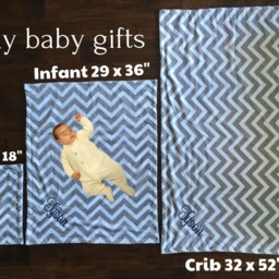 Personalized Elephant Minky Baby Blanket, Blue Gray Dots - 28x35 Inch Ske 37 - thumbnail 4