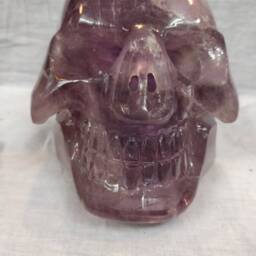 Amethyst Skull, Chevron Amethyst Crystal Traveler Skull , Healing Carved Skull Decor - thumbnail 3